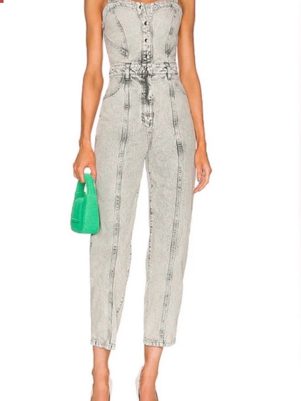 IRO Light Gray Washed Denim Jumpsuit